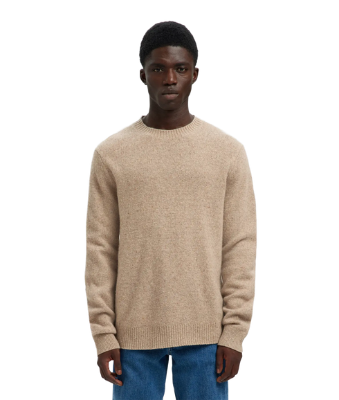 Neil Ls Knit Neps Crew Neck - Beige