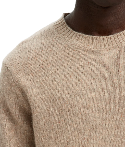 Neil Ls Knit Neps Crew Neck - Beige
