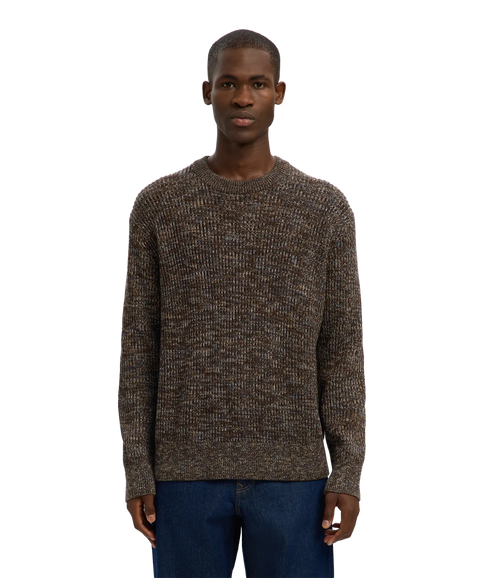 Tilum Ls Knit Relaxed Crew Neck - Demitasse Twist