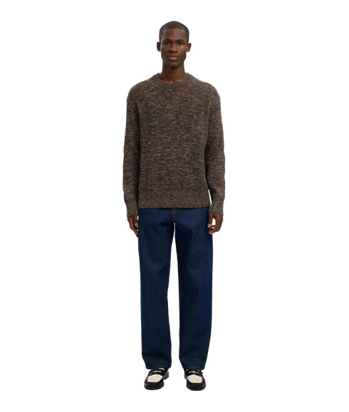 Tilum Ls Knit Relaxed Crew Neck - Demitasse Twist