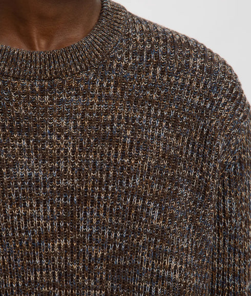 Tilum Ls Knit Relaxed Crew Neck - Demitasse Twist