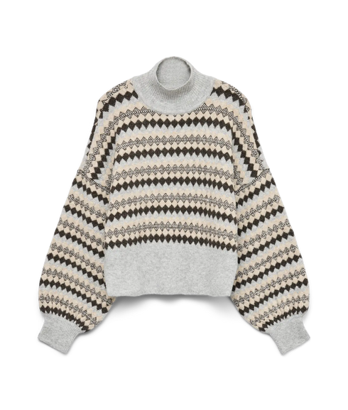 Gaiva Ls Highneck Pullover - Light Grey Melange
