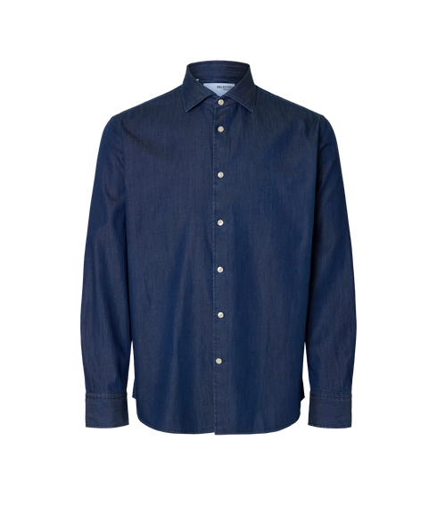 Regleo Denim Ls Shirt Spread - Dark Blue Denim