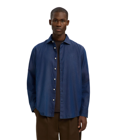 Regleo Denim Ls Shirt Spread - Dark Blue Denim