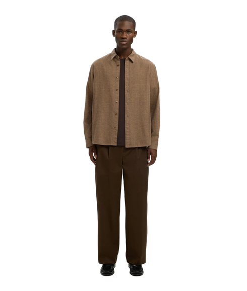 Regnoah Brushed Ls Shirt - Demitasse Oatmeal Checks