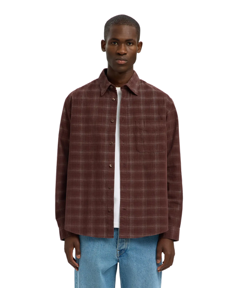 Regcord Yd Check Ls Shirt - French Roast Egret