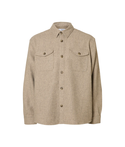 Rlxpablo Wool Blend Overshirt - Oatmeal Navy Blazer