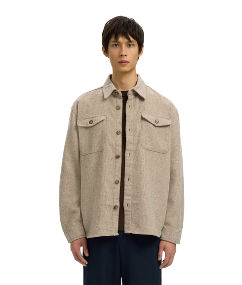 Rlxpablo Wool Blend Overshirt - Oatmeal Navy Blazer