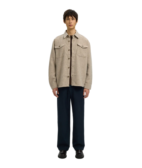 Rlxpablo Wool Blend Overshirt - Oatmeal Navy Blazer