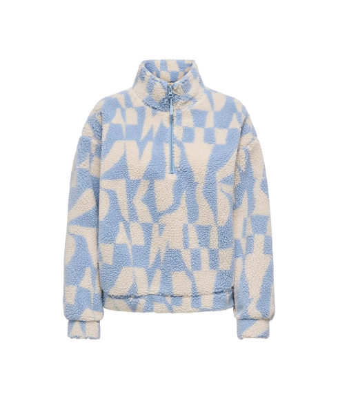 New Janne L/S Half Zip Box Swt - Kentucky Blue/Almond Oil