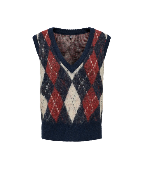 Noeme Life Sl Jq Vest V-Neck Knt - Cocoa Creme/Bisctti Melange