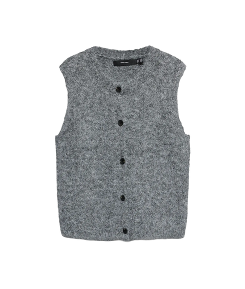 Novah O-Neck Button Vest - Grey