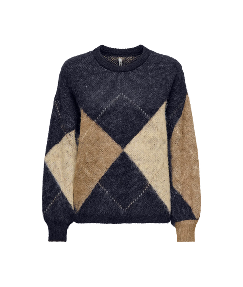 Noeme Life Ls Jq O-Neck Knt - Chestnut Cocoa Creme/Biscotti/Melange/Argyle