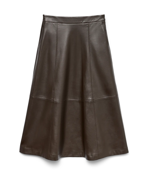 Olive Hw Coated Ankle Skirt Prm - Chocolate Torte