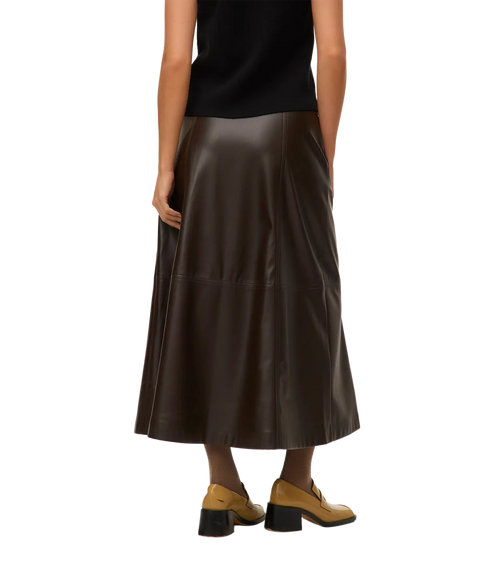 Olive Hw Coated Ankle Skirt Prm - Chocolate Torte