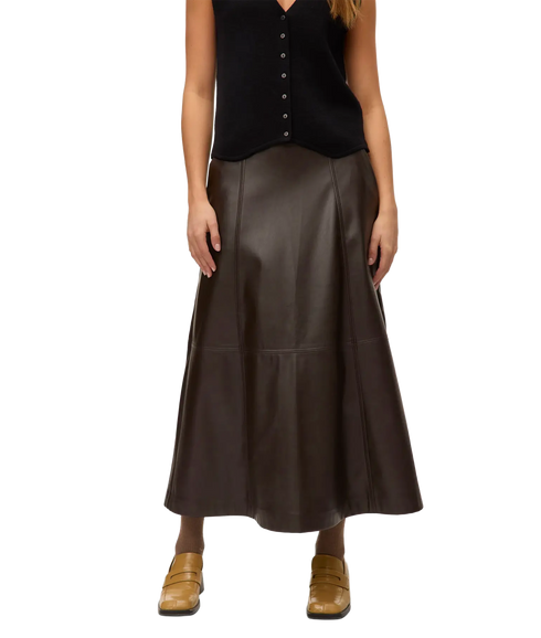 Olive Hw Coated Ankle Skirt Prm - Chocolate Torte