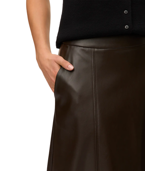 Olive Hw Coated Ankle Skirt Prm - Chocolate Torte