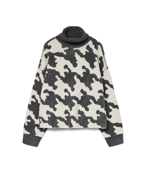 Hurley Ls Highneck Houndstooth Pull. - Dark Grey Melange/Birch