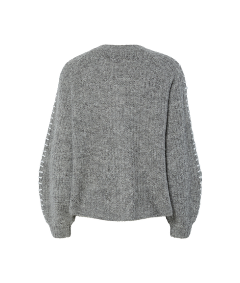 Olly Ls Knit Cardigan - Grey Melange Star White Details