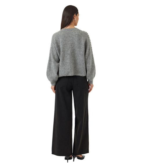 Olly Ls Knit Cardigan - Grey Melange Star White Details