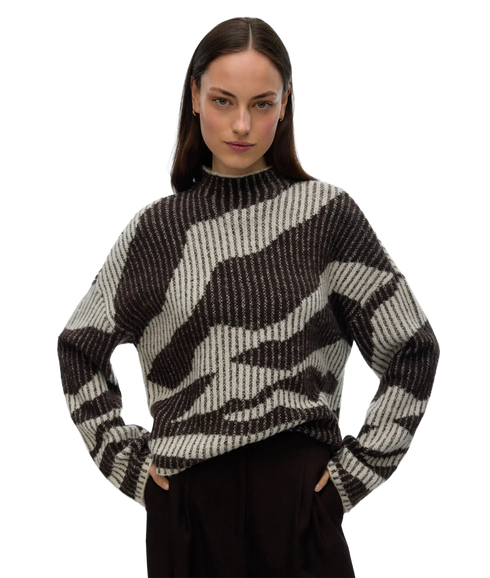 Scorpio Ls Highneck Pullover Bf - Birch/Chocolate Torte
