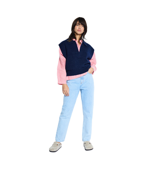 Giley Ls Shirt - Birch/Pink Stripe