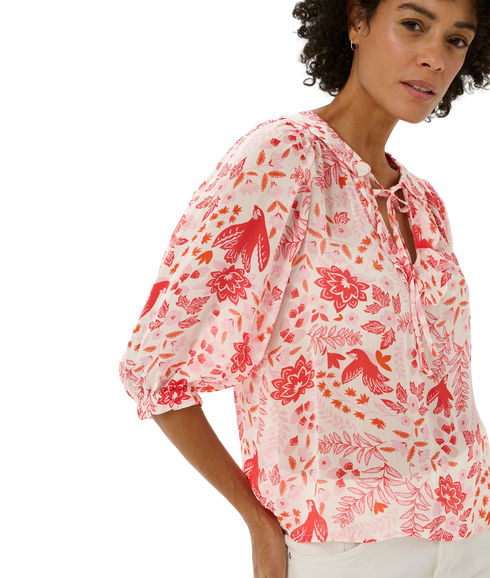 Alvia Blouse - Poppy Red Bird