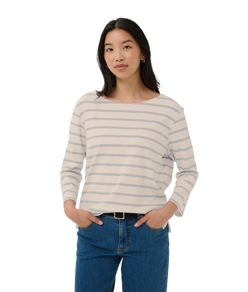 Nela Tee - Eggnog/Roasted Russet Stripe