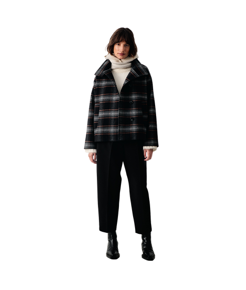 Celly Coat - Dark Navy Check