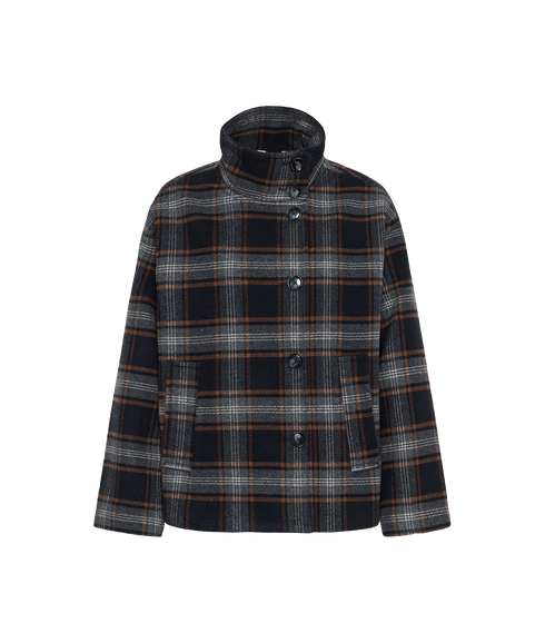 Celly Coat - Dark Navy Check
