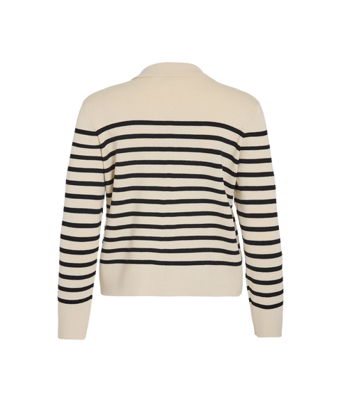 Ostria L/S Zipper Stripe Knit Cardigan - Birch Black Beauty