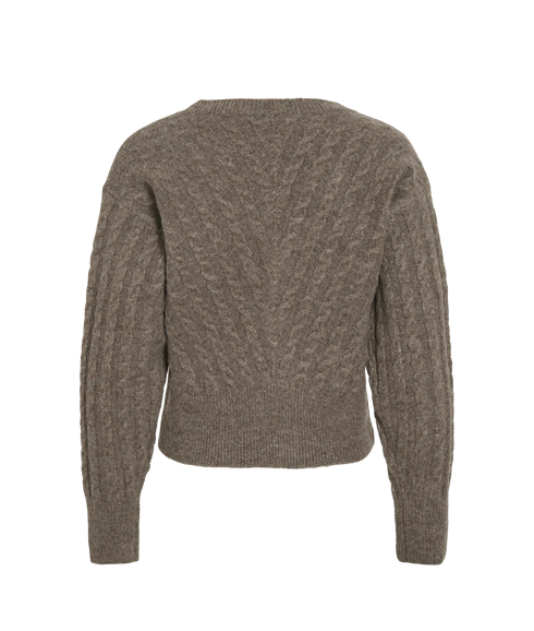 Relli V-Neck L/S Cable Knit Cardi/Bfs - Falcon Melange