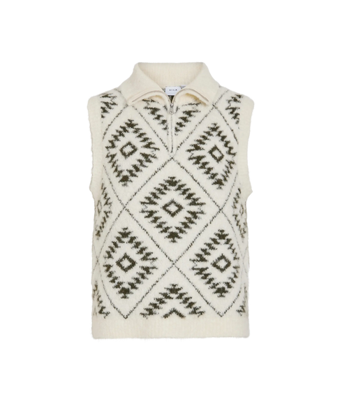 Finka S/L Jacquard Knit Vest - Birch Deep Depths