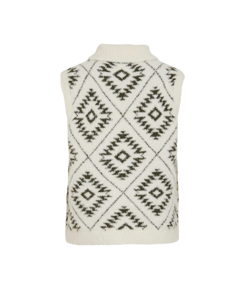Finka S/L Jacquard Knit Vest - Birch Deep Depths