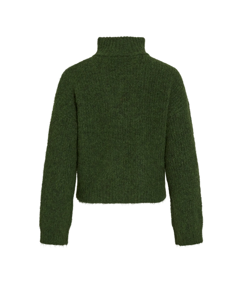 Gleeba High Neck L/S Rib Knit Top - Deep Depths