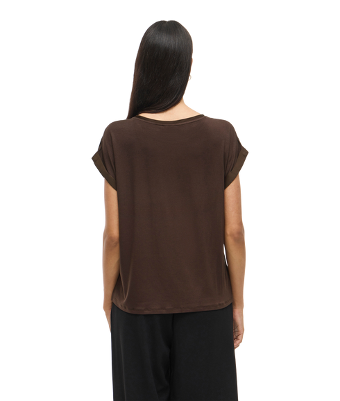 Ellette S/S Satin Top -- Brown