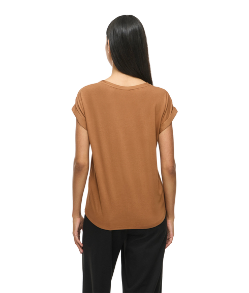 Ellette S/S Satin Top -- Brown