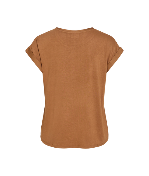 Ellette S/S Satin Top -- Brown