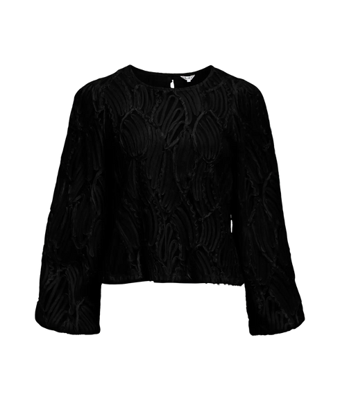 Lucie L/S Re O-Neck Top - Black