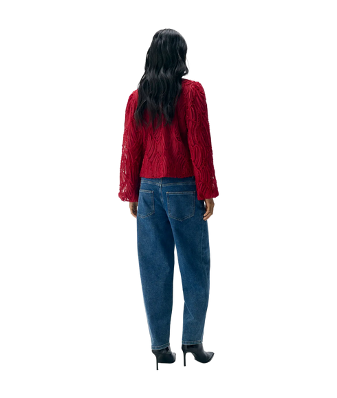 Lucie L/S Re O-Neck Top - Karanda Red