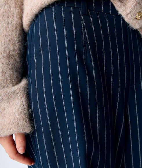 Lisa Wide Pant Aop - Sky Captain Sandshell Pinstripe