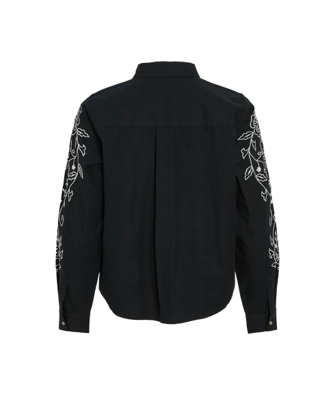 Felice L/S Embroidery Shirt - Black White Embroidery