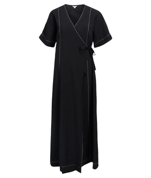 Jacira S/S Re Long Wrap Dress - Black