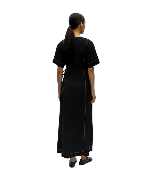 Jacira S/S Re Long Wrap Dress - Black