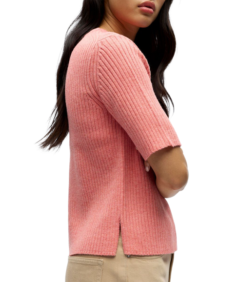 Elva 2/4 Re O-Neck Knit - Pink