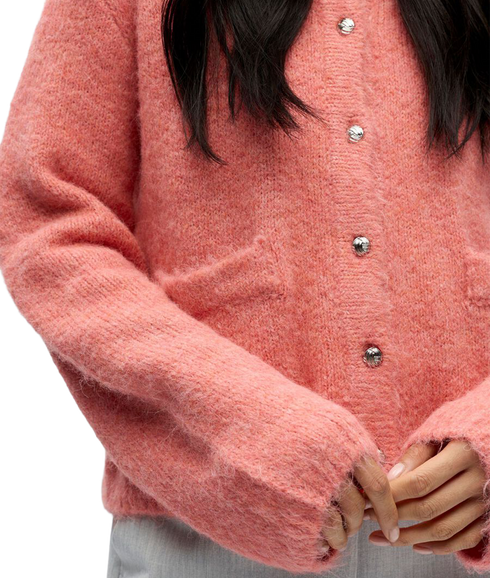 Saggia Re L/S Knit Cardigan - Pink