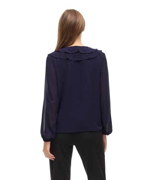 Ane L/S V-Neck Frill Top - Rhodonite