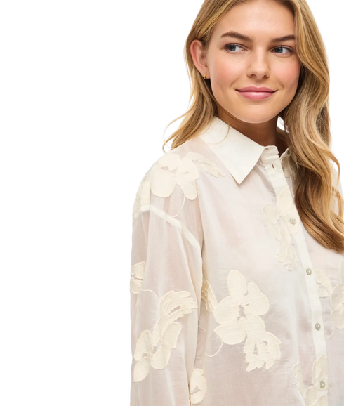 Beka L/S Flower Shirt - Grey