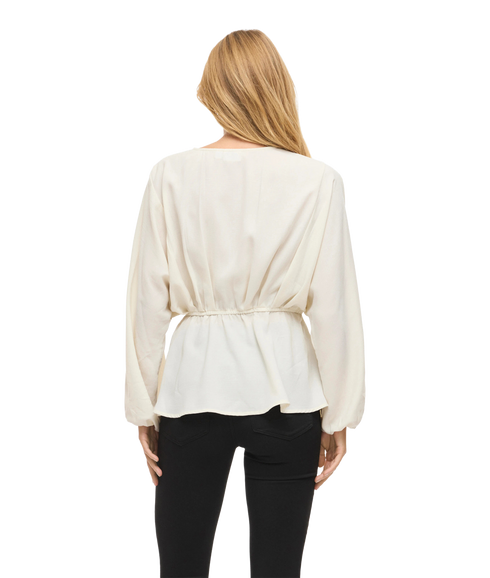 Selia V-Neck L/S Peplum Top/Bfs - Grey