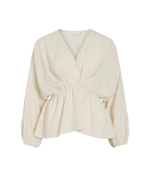 Selia V-Neck L/S Peplum Top/Bfs - Grey